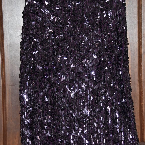 Deep Purple cocktail midi DRESS sequin embellished Suzi Chin S M 6 ERAS TOUR - Picture 13 of 13